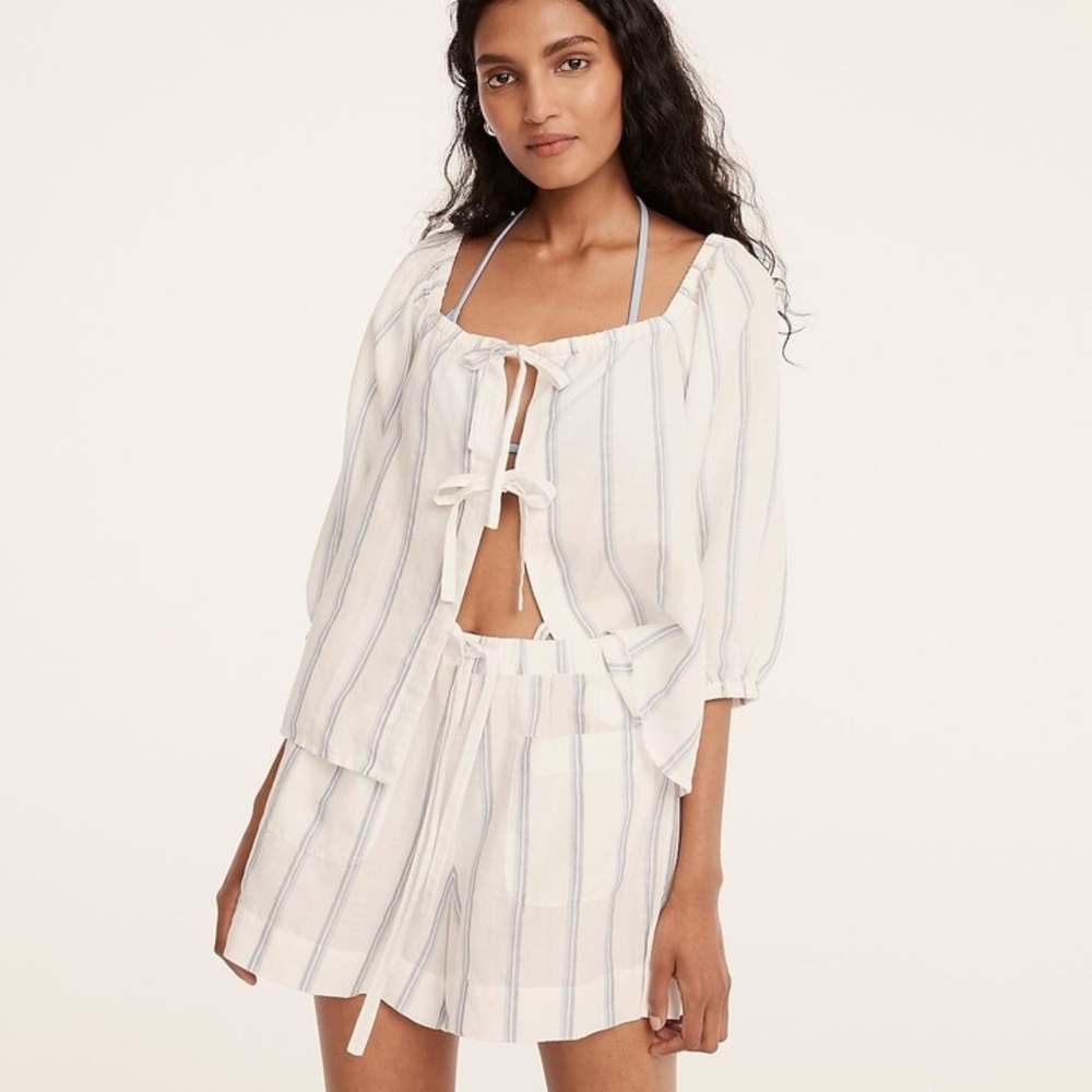 JCrew Tie Front Striped Beach Set